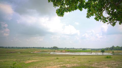 Scenic Rural Landscape with Open Fields and pond